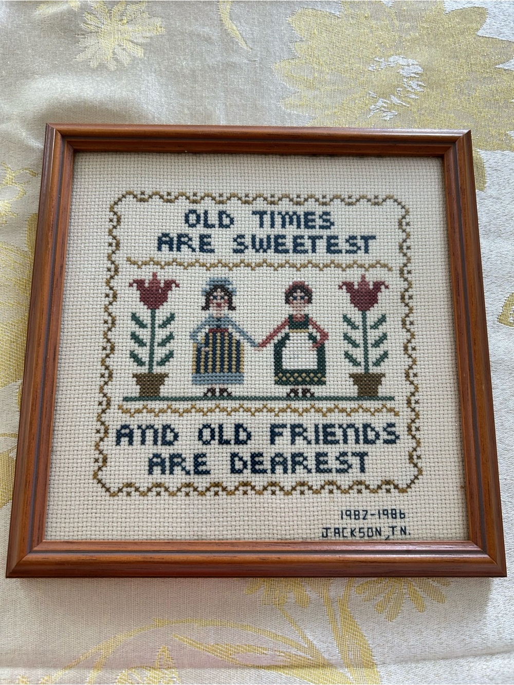 Framed Cross Stitch Old Friends